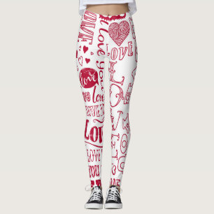 Leggings Doodles de amor dibujados a mano, patrón encantado