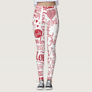 Leggings Doodles de amor dibujados a mano, patrón encantado
