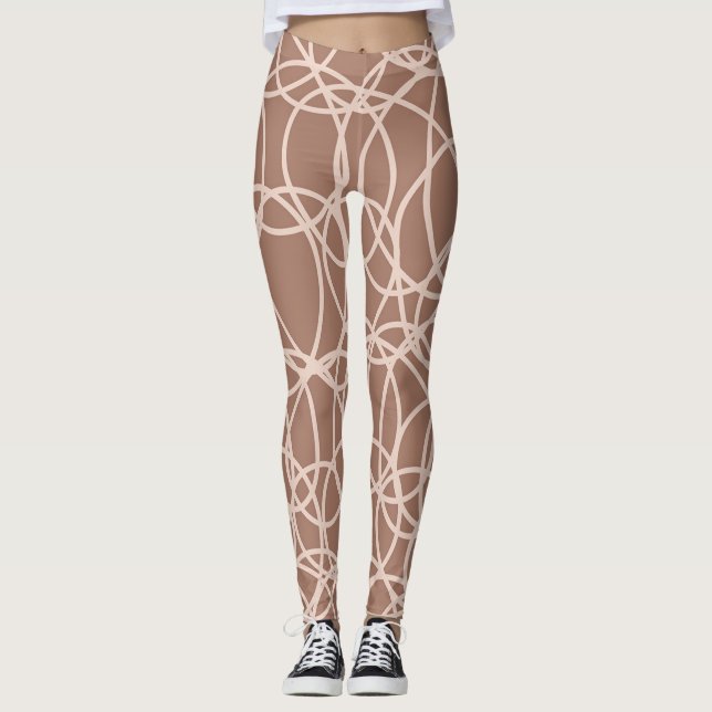 Leggings Doodles dibujados a mano de Mocha Mousse (2) (Anverso)