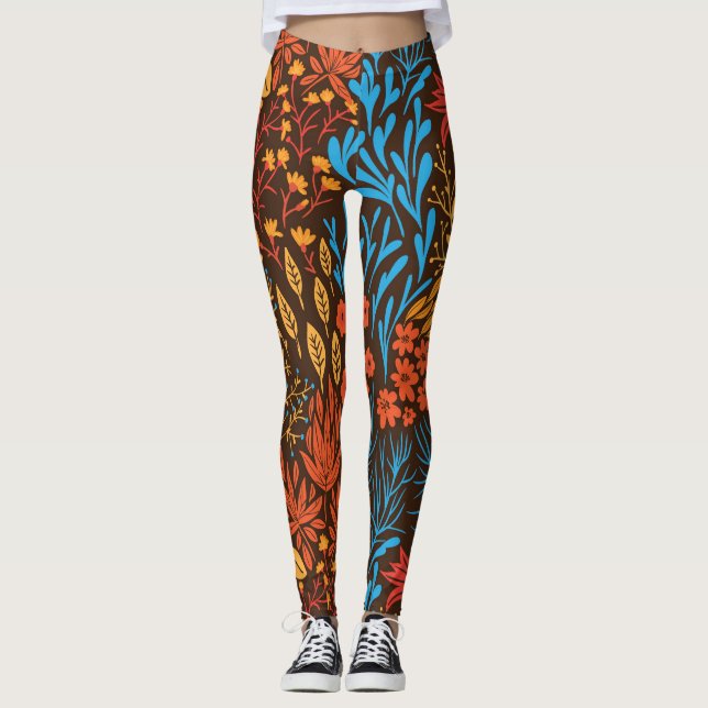 Leggings Doodles florales oscuros (Anverso)