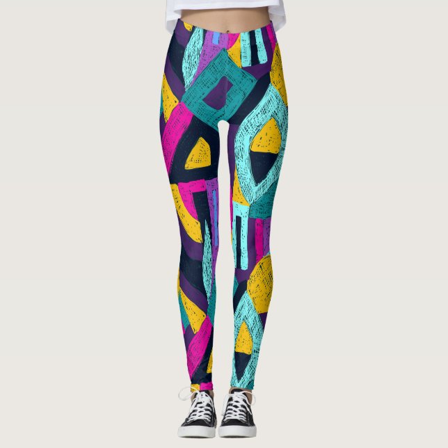 Leggings Doodles retro: arte pop geométrico. (Anverso)