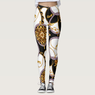 Leggings Dorado barroco y estilo italiano blanco