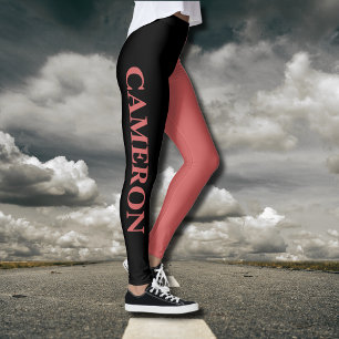 Leggings Dos colores de moda Nombre Naranja negro y rus