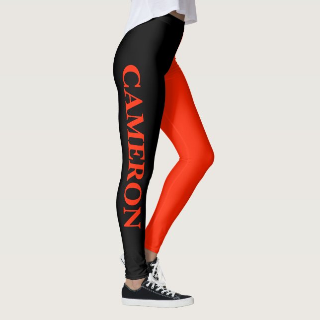 Leggings Dos colores de moda | Nombre | Negro y escarlata (Derecha)