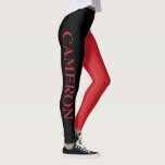 Leggings Dos colores de moda | Nombre | Rojo del motor de f<br><div class="desc">Dos colores de moda | Nombre personalizado | Piernas rojas del motor negro y de fuego</div>