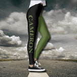 Leggings Dos colores de moda | Nombre | Verde negro y oliva<br><div class="desc">Dos colores de moda | Nombre personalizado | Piernas verdes de color negro y oliva</div>