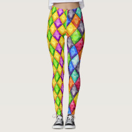Leggings Dos diamantes de tono mardi gras de moda pop leggi
