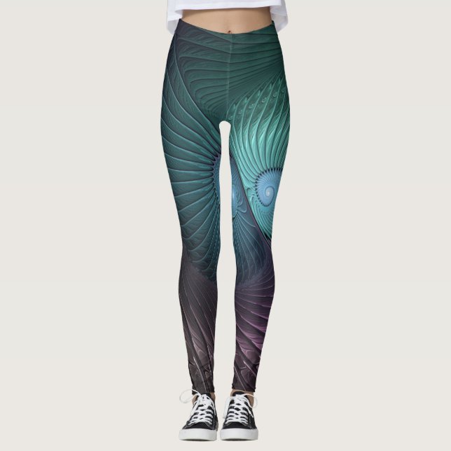 Leggings Dos espirales colorido y moderno abstracto arte fr (Anverso)