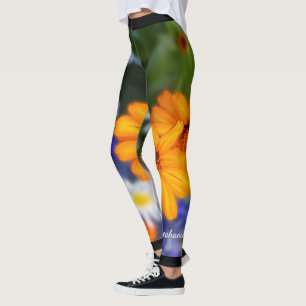 Leggings Dos margaritas anaranjadas con nombre