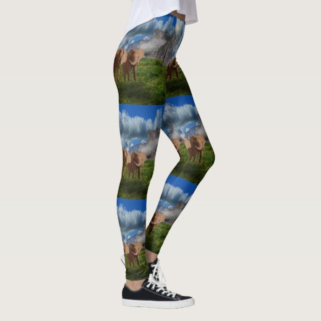 Leggings Dos pinturas de aceite para elefantes, piernas (Derecha)