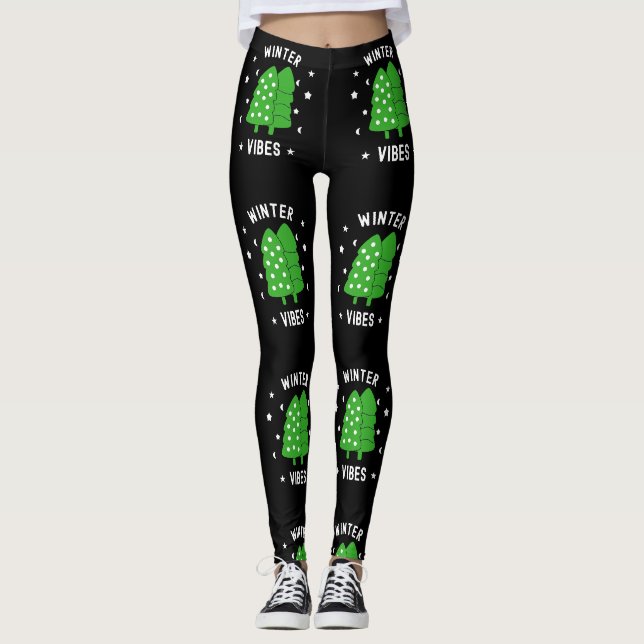 Leggings Dos vibraciones de invierno de árboles (Anverso)