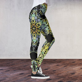 Leggings Dot Mandala Flor amarillo azul y gris
