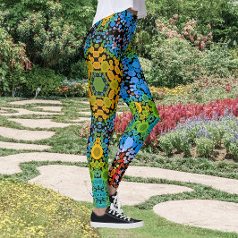 Leggings Dot Mandala Flor Amarillo azul y verde