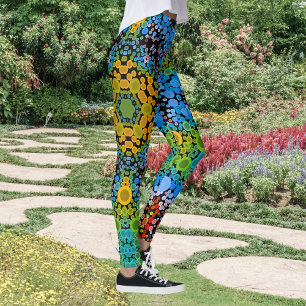 Leggings Dot Mandala Flor Amarillo azul y verde