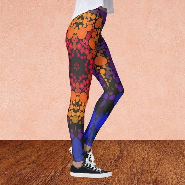 Leggings Dot Mandala Flor amarillo morado y azul (Subido por el creador)