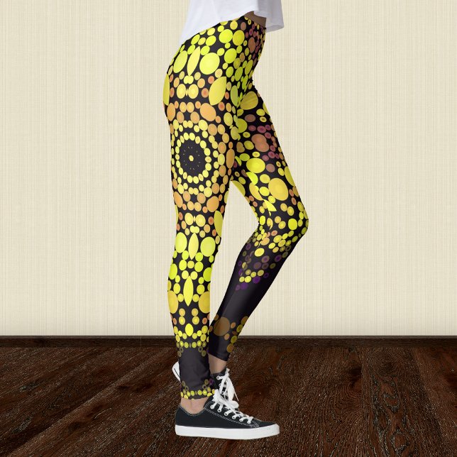 Leggings Dot Mandala Flor amarillo morado y negro (Subido por el creador)