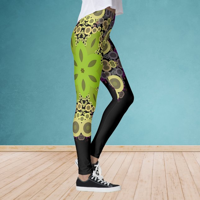 Leggings Dot Mandala Flor Amarillo Verde y Púrpura (Subido por el creador)