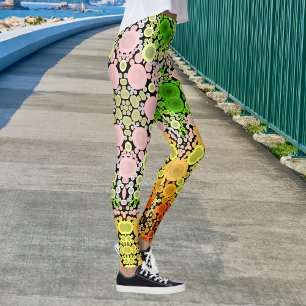 Leggings Dot Mandala Flor Amarillo Verde y Rosa