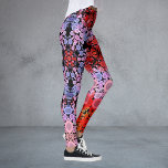 Leggings Dot Mandala Flor Azul Rojo y Rosa<br><div class="desc">Esta mandala de color azul,  rojo y rosa está inspirada en los puntos de pintura mandalas. ¡Patrones geométricos trippy para el hippie moderno!</div>