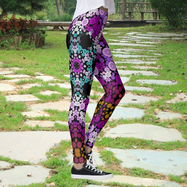 Leggings Dot Mandala Flor Azul rosa y amarillo (Subido por el creador)