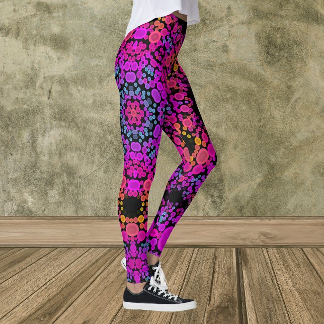 Leggings Dot Mandala Flor Azul rosa y Naranja (Subido por el creador)