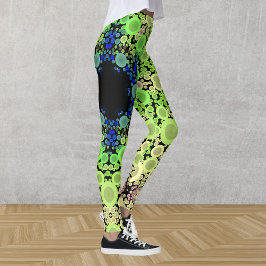 Leggings Dot Mandala Flor Azul Verde y Amarillo