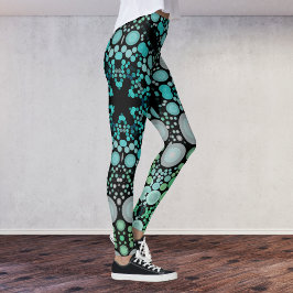 Leggings Dot Mandala Flor Azul Verde y gris