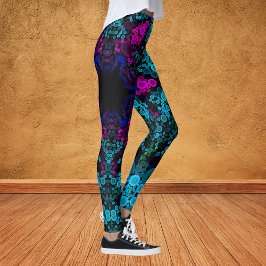 Leggings Dot Mandala Flor Azul Verde y rosa