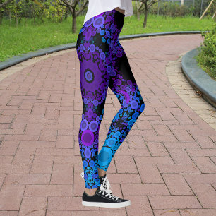 Leggings Dot Mandala Flor Azul y Púrpura