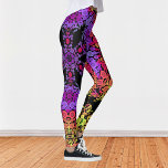 Leggings Dot Mandala Flor morado Naranja y amarillo<br><div class="desc">Este mandalá groovy presenta color púrpura,  naranja y amarillo y está inspirado en los puntos de pintura mandalas. ¡Patrones geométricos trippy para el hippie moderno!</div>