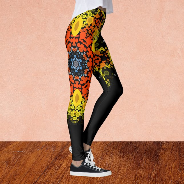 Leggings Dot Mandala Flor Naranja amarillo y azul (Subido por el creador)