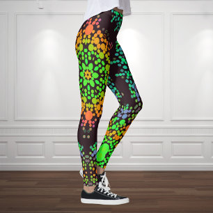 Leggings Dot Mandala Flor Naranja Verde y Azul