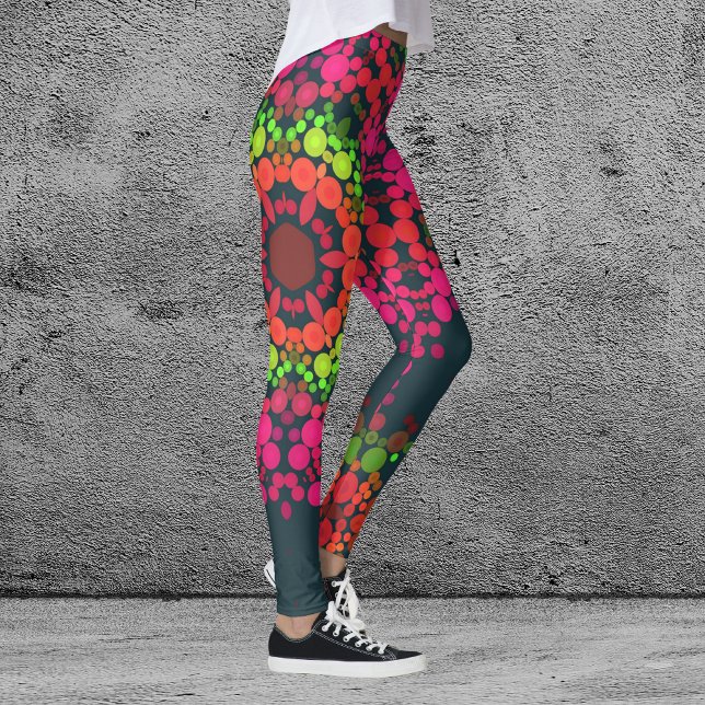Leggings Dot Mandala Flor Rosa Verde y Naranja (Subido por el creador)