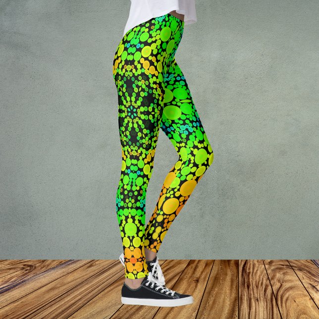 Leggings Dot Mandala Flor Verde Naranja y Amarillo (Subido por el creador)