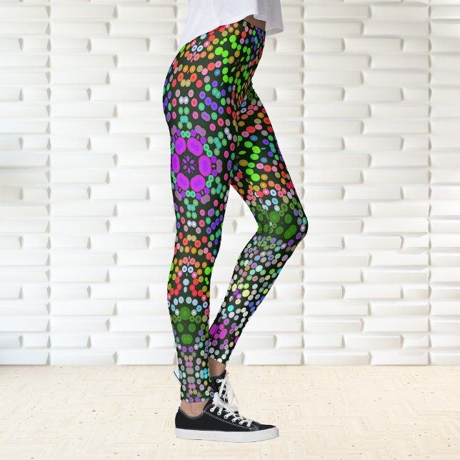 Leggings Dot Mandala Flor Verde Púrpura y Naranja (Subido por el creador)