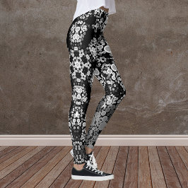Leggings Dot Mandala Flores Gris y Negro