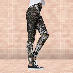 Leggings Dot Mandala Flores Marrón y blanco