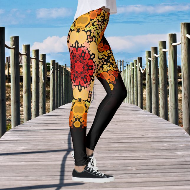 Leggings Dot Mandala Naranja de flores amarillo y rojo (Subido por el creador)