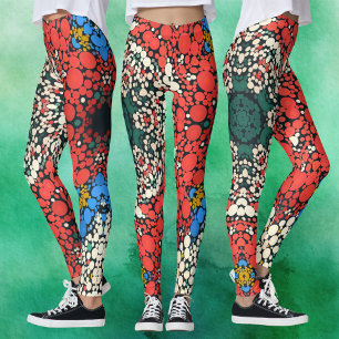 Leggings Dot Mandala Rojo Azul Blanco y Verde