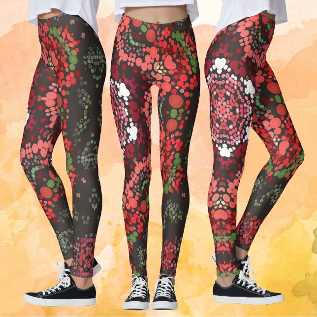 Leggings Dot Mandala Verde Rojo y Blanco (Subido por el creador)