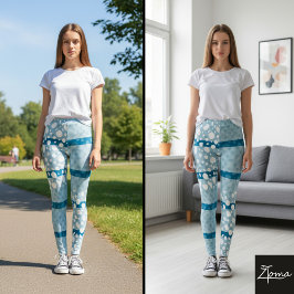 Leggings Dots dalmatianos con líneas anchas azules del océa