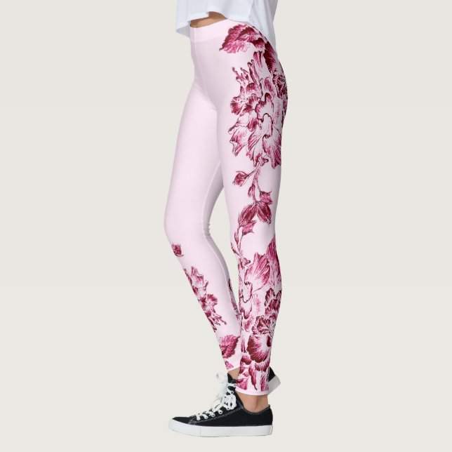 Leggings Double Hibiscus  Pink on Lt Pink  (Izquierda)