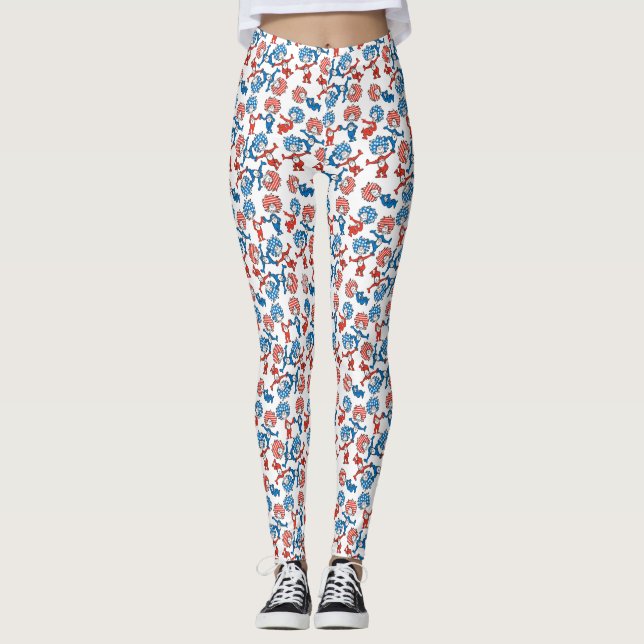 Leggings Dr. Seuss | Cosa Una Cosa Dos Patrón De Bandera De (Anverso)