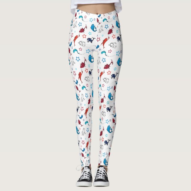 Leggings Dr. Seuss | Un pez dos peces patrón de estrella (Anverso)