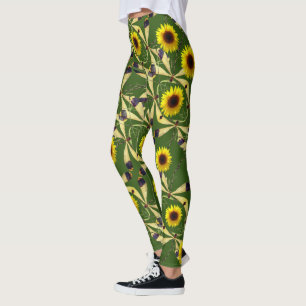 Leggings Dragenfly de los girasoles verdes del bosque
