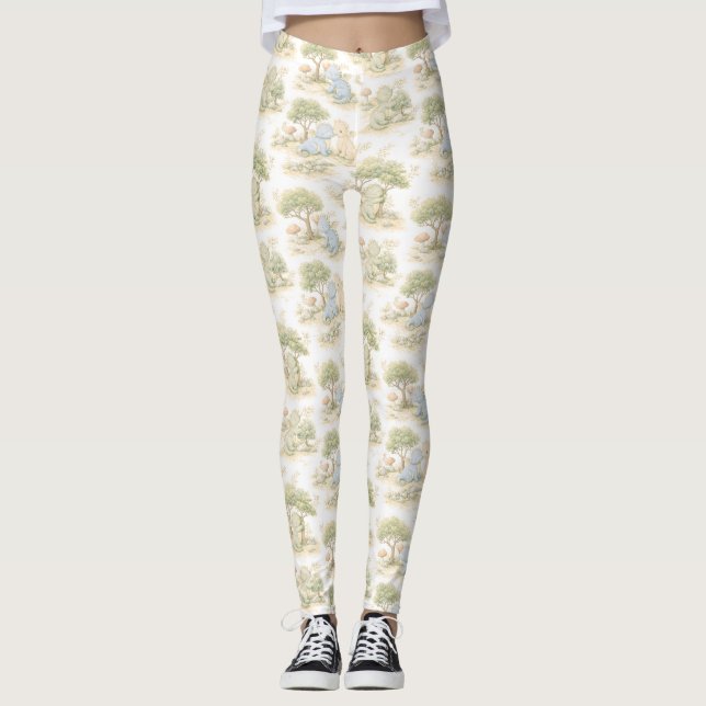 Leggings Dragón Bebé Adorable Patrón Pastel de Bosque (2) (Anverso)