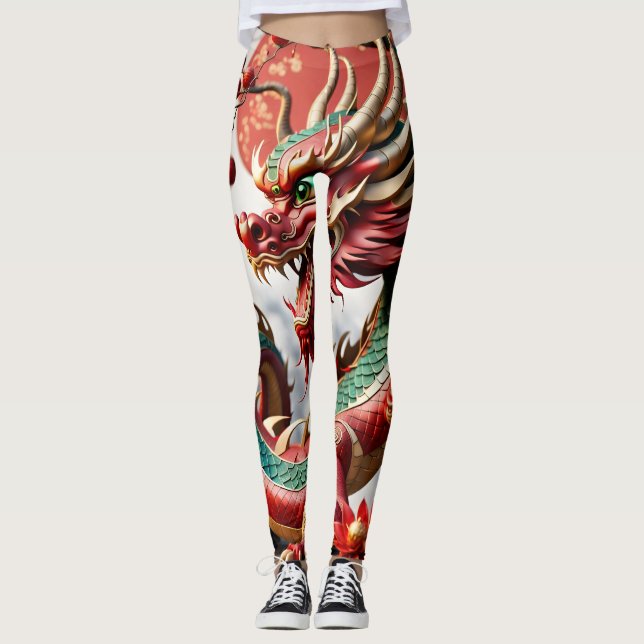 Leggings Dragón chino de Año Nuevo Zodiac Cumpleaños Leg02 (Anverso)