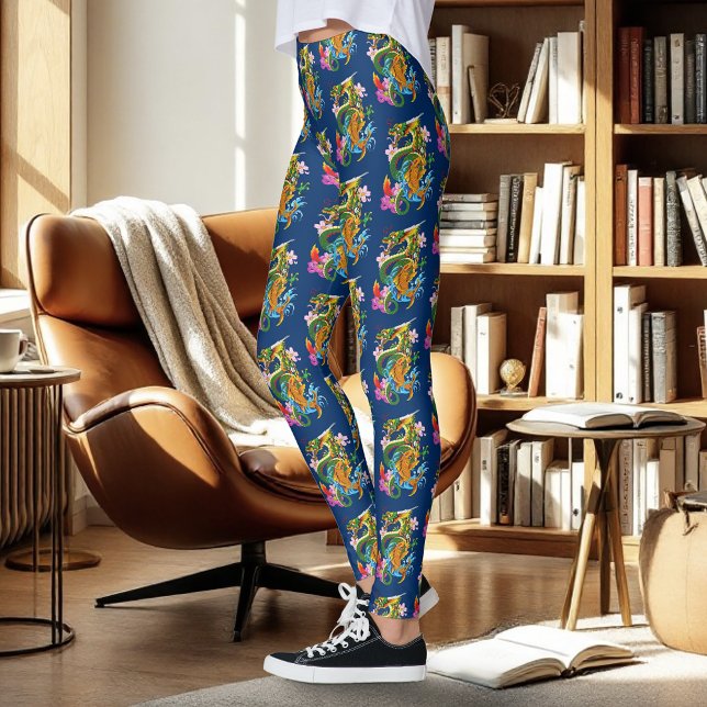 Leggings Dragón chino verde Koi (Subido por el creador)