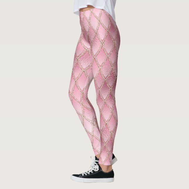 Leggings Dragón de gradiente rosado escala las piernas (Izquierda)