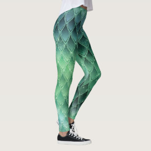 Leggings Dragón de gradiente verde escalas Leggencias